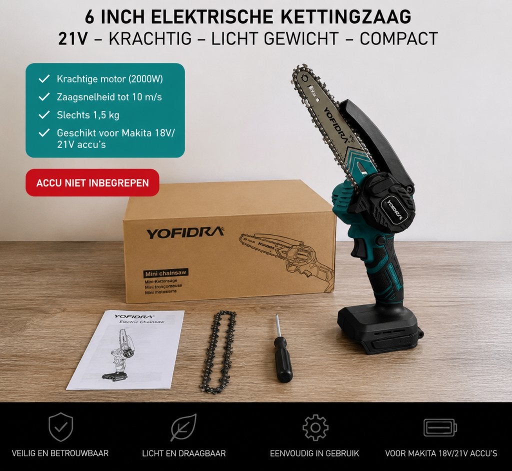 Mini Accu Kettingzaag 6 Inch - Geschikt voor Makita Accu's, Verzenden, Nieuw, Overige soorten, MAKITA