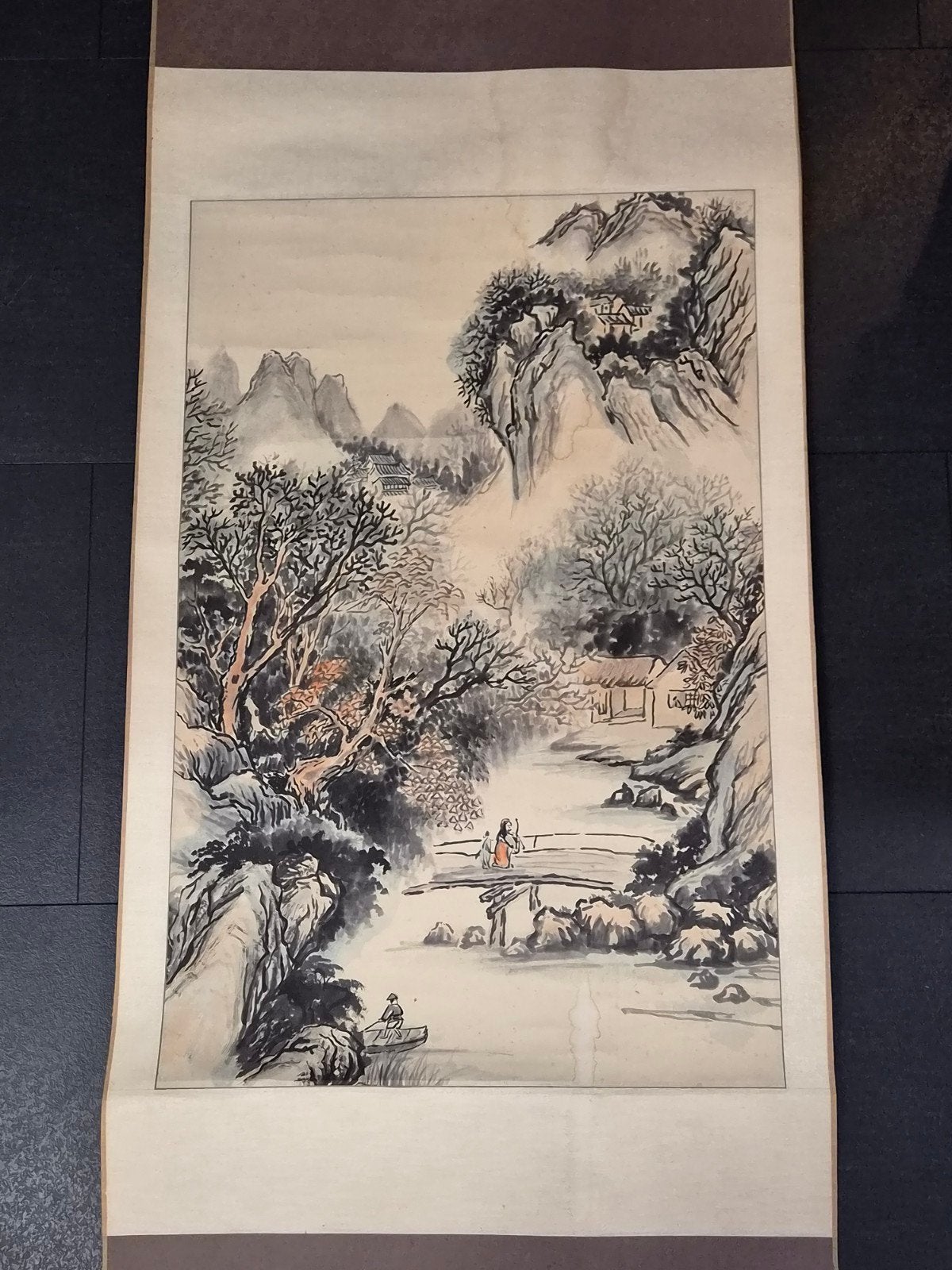 Chinees Landschap Schilderij op Rol - 145x50 cm, Overige technieken, Ophalen of Verzenden, Landschap, Klassiek