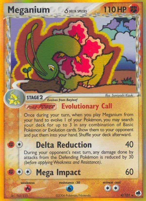 EX Series » Dragon Frontiers » Meganium Reverse Holo, Ophalen of Verzenden, Zo goed als nieuw, Losse kaart