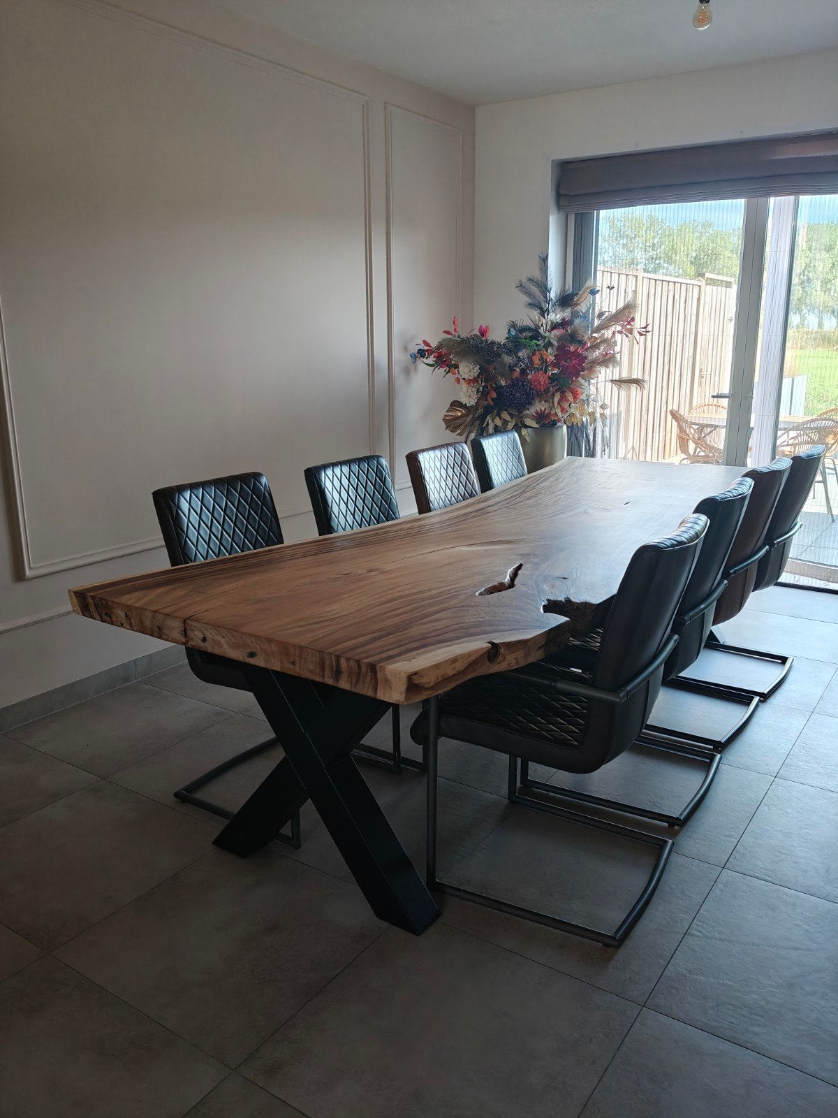 Indonesisch Suar Houten Boomstamtafel 302 cm (Alleen Tafel), Huis en Inrichting, Gebruikt, 100 tot 150 cm, 200 cm of meer, Vijf personen of meer