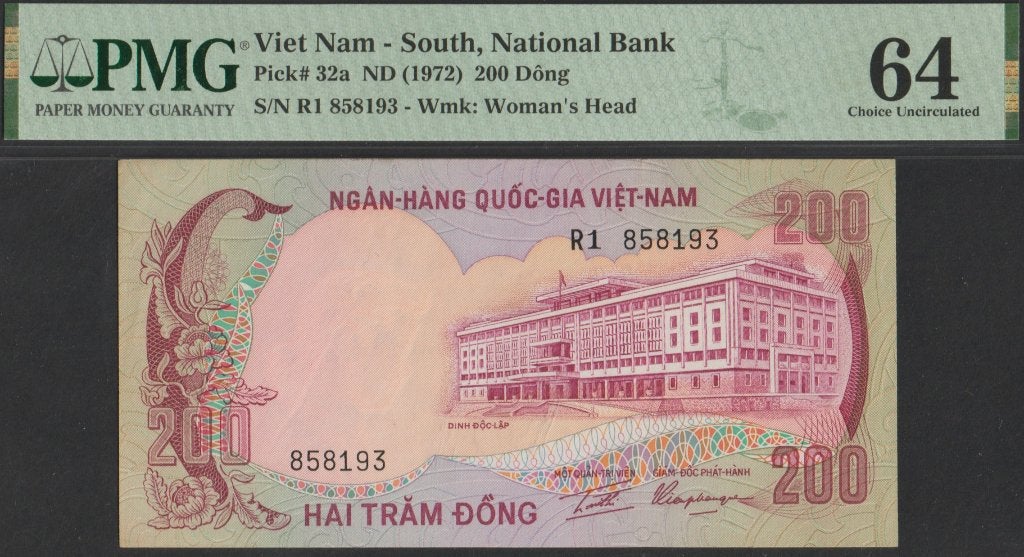 Zuid-Vietnam 200 dong ND(1972) UNC p.32a PMG 64 (# 48), Verzenden, Zuidoost-Azië, Los biljet