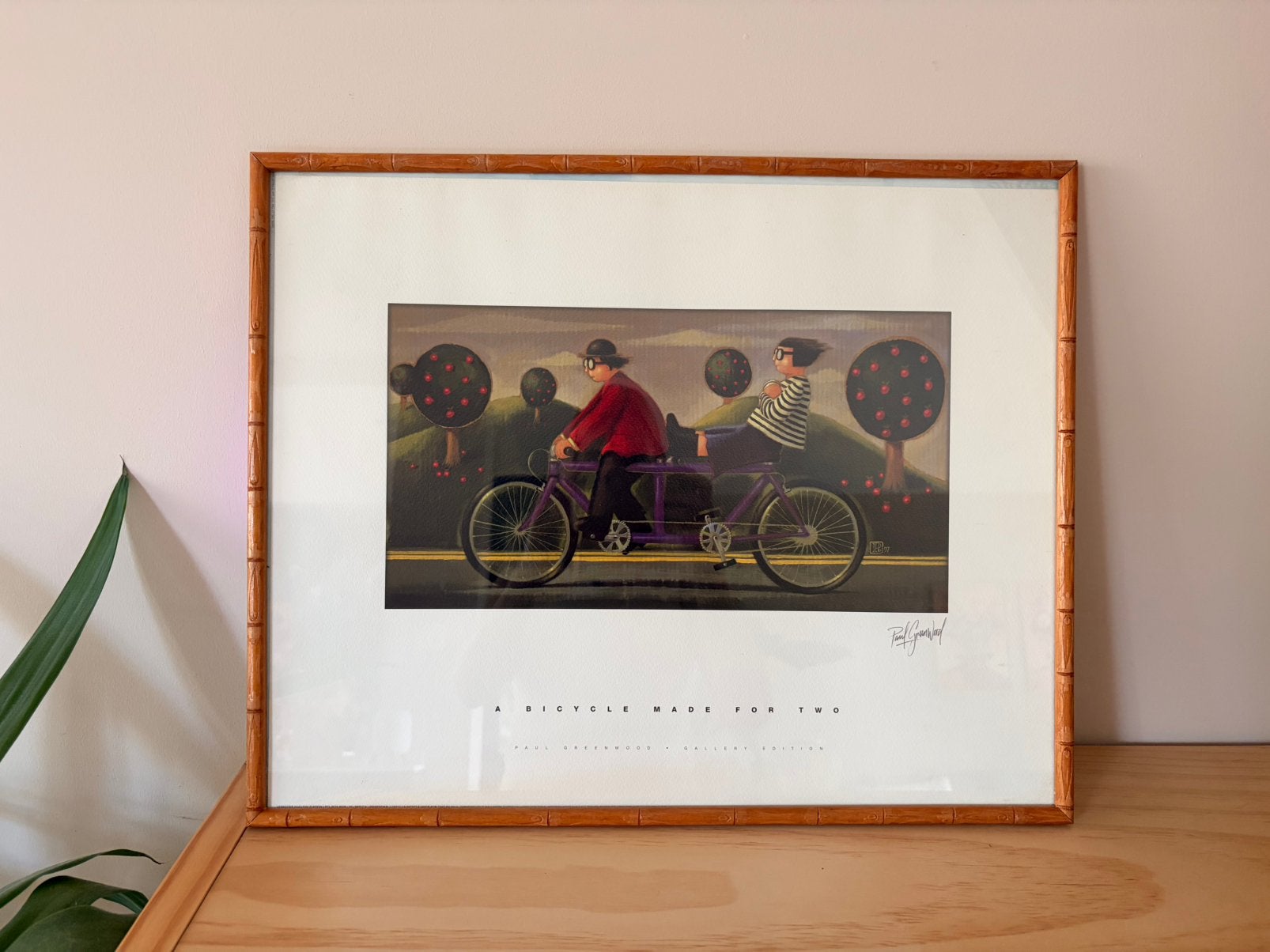 Vintage Paul Greenwood Print - A Bicycle Made For Two 42x52, Antiek en Kunst, Kunst | Litho's en Zeefdrukken, Gesigneerd, Ophalen of Verzenden