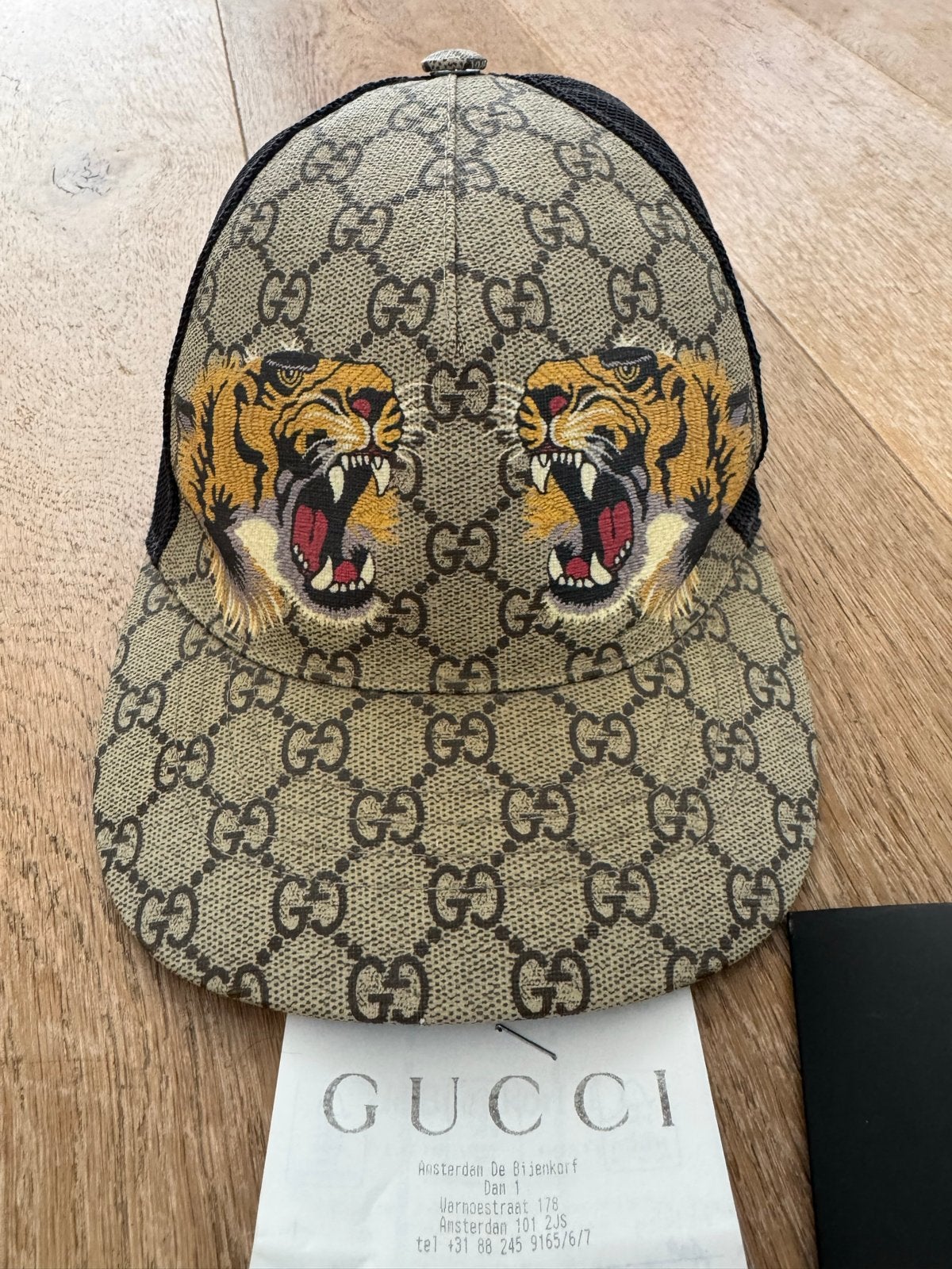 Gucci Tigers Print GG Supreme Baseball Hat, Ophalen of Verzenden, Zo goed als nieuw, 57 cm (M, 7⅛ inch) of minder, Pet