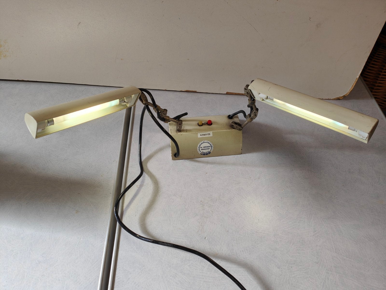 Vintage TL-lamp met verstelbare armen - Werkplaatslamp, Ophalen of Verzenden
