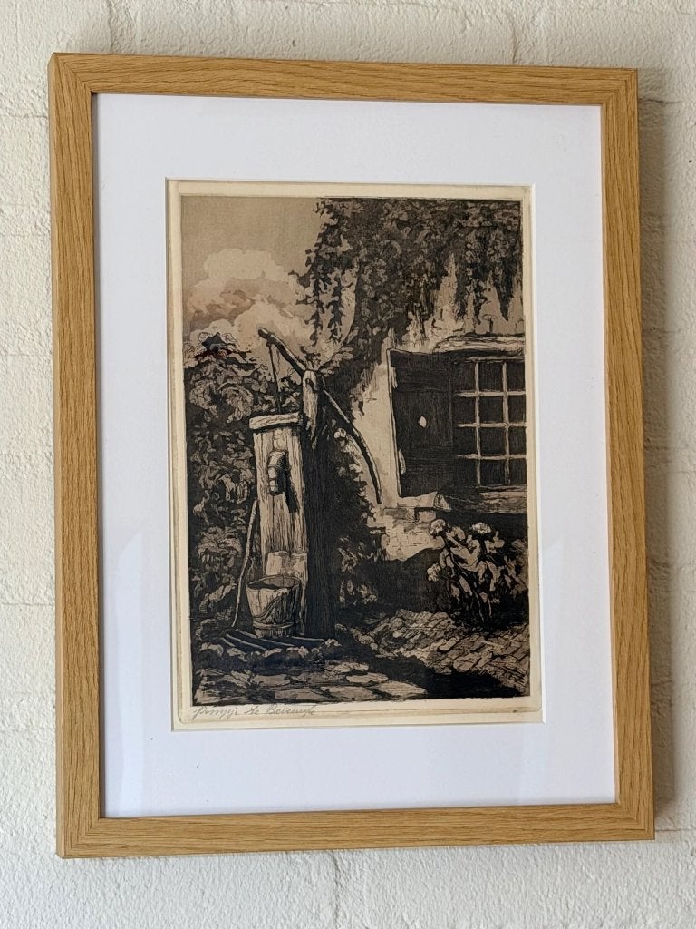 Anton Heyboer (1925 - 2005)  Ets pompje te beverwijk 1948, Antiek en Kunst, Ophalen of Verzenden, Ets, 1900 - 1949