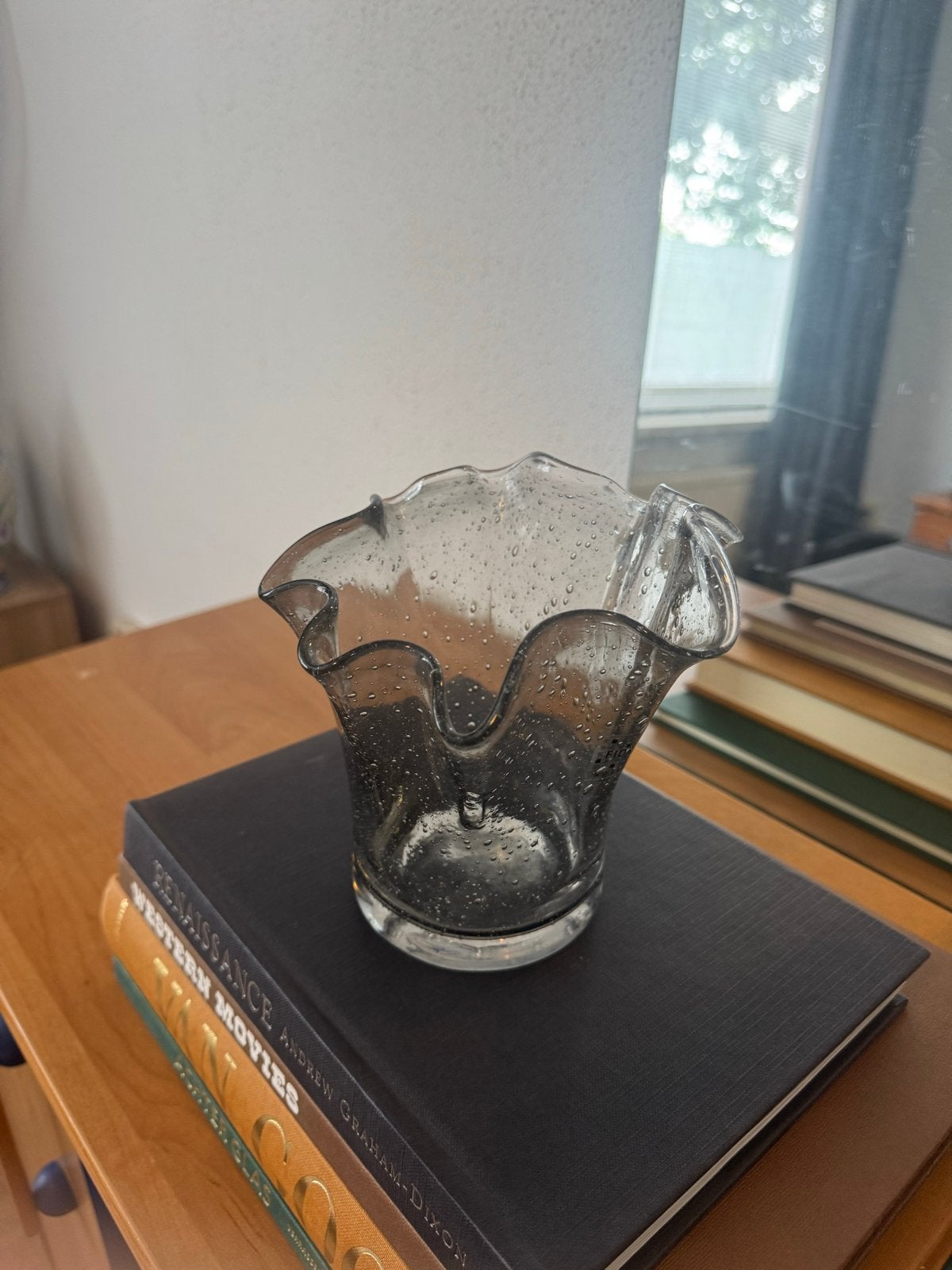 Fidrio Mondgeblazen Vaas - Rookkleurig Glas met Luchtbellen, Ophalen of Verzenden