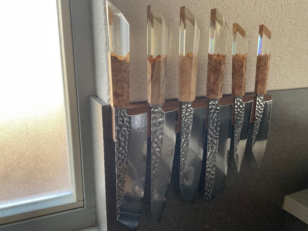 Damascus koksmessen set, Overige materialen, Bestekset, Overige typen, Nieuw