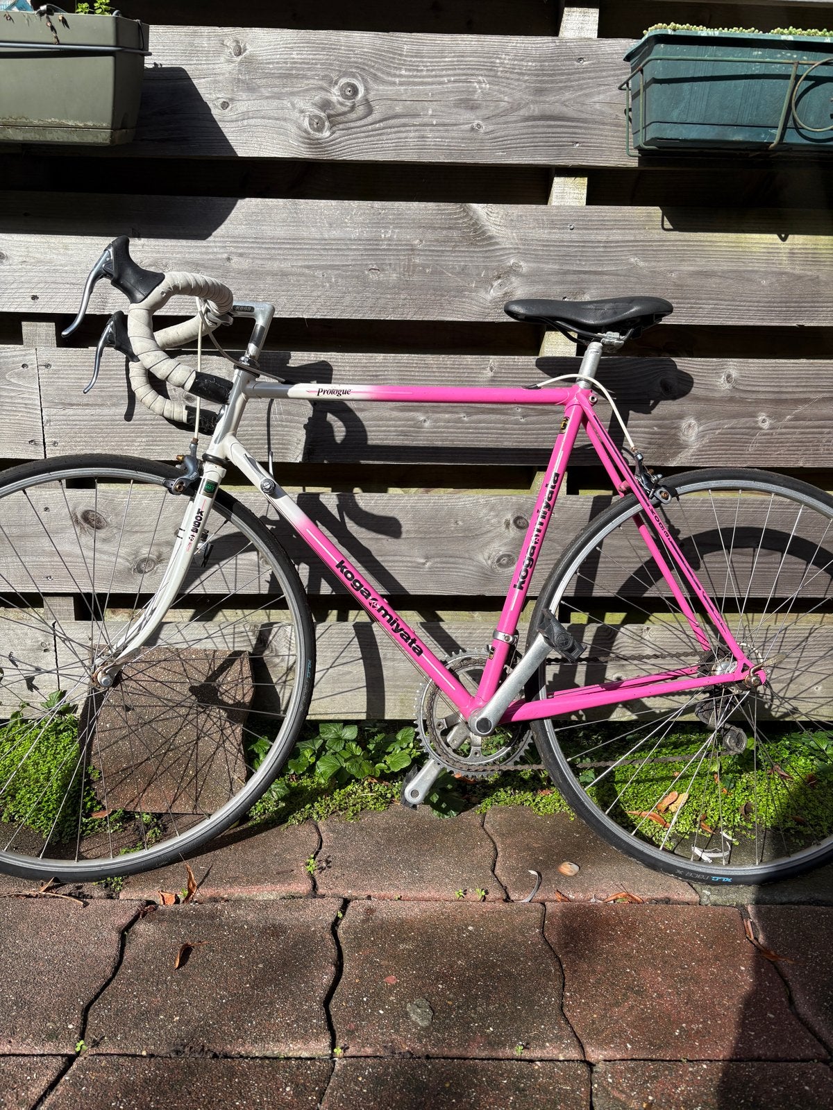 Koga Miyata Prologue vintage racefiets - Roze/Wit, Ophalen, 28 inch, Gebruikt, Velgrem