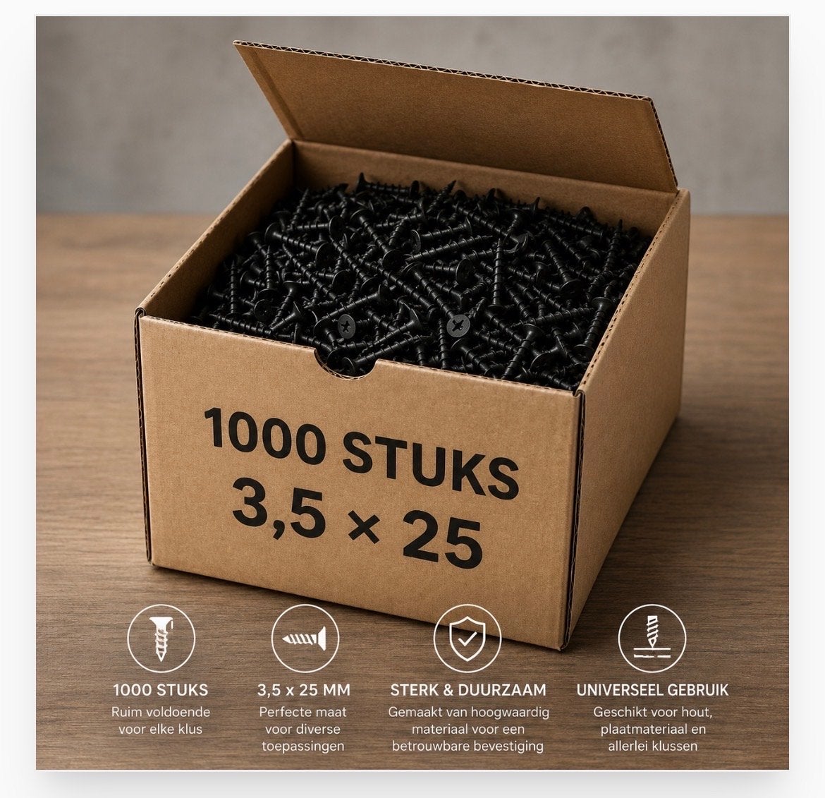 Nieuwe Schroeven 3.5x25mm - 1000 Stuks - Universeel Gebruik, Hehandel, Hwhandel, Nieuw, Ophalen of Verzenden