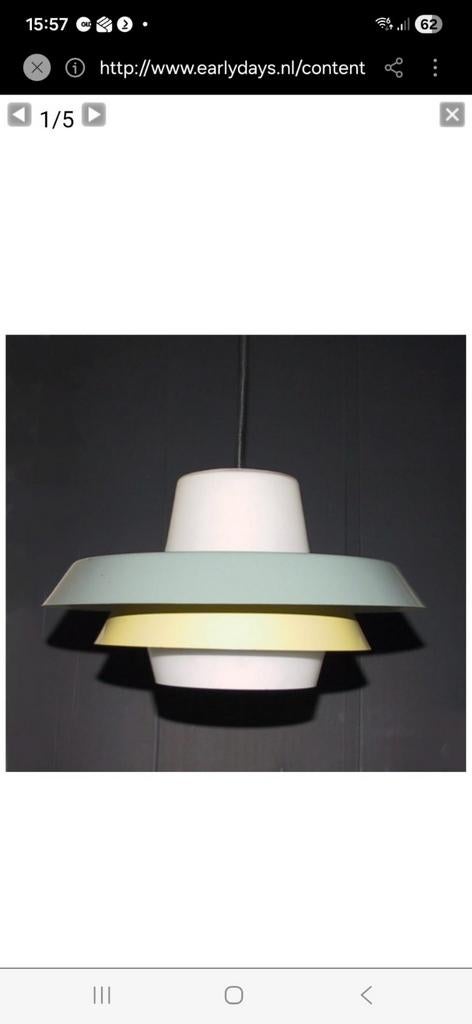 Philips Louis Kalff plafondlamp vintage design, Huis en Inrichting, Lampen | Hanglampen, Ophalen of Verzenden, Metaal, Minder dan 50 cm