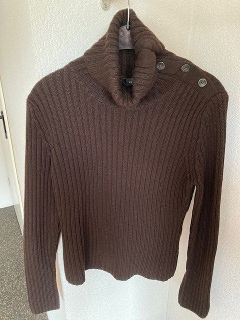 donkerbruine REPEAT col/turtle (knoopbaar) 100% merino, Bruin, Ophalen of Verzenden, Gedragen, Maat 38/40 (M)