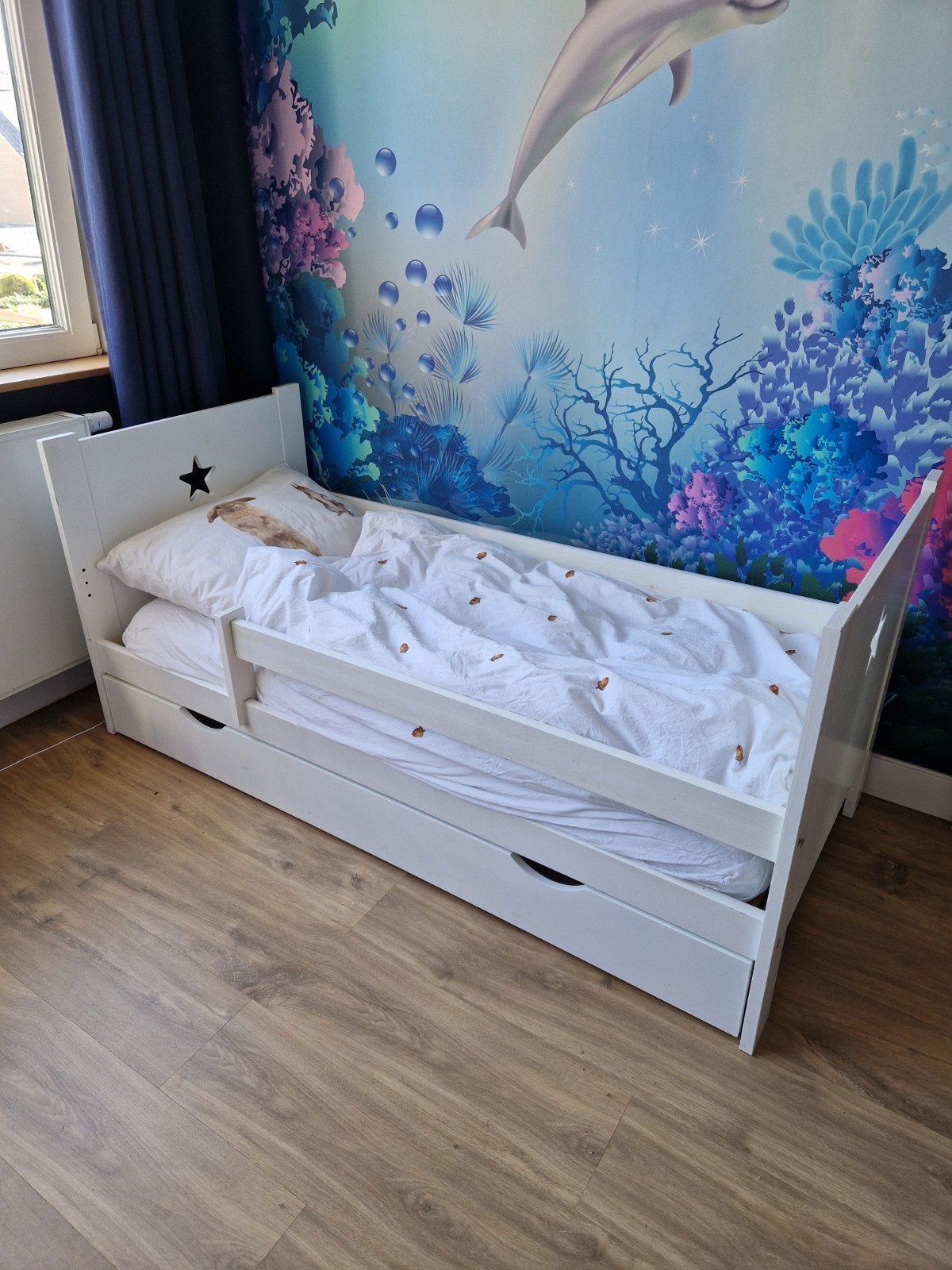 kinderbed juniorbed 'Petite Amelie nuit' hout wit, 70 tot 85 cm, 140 tot 160 cm, Zo goed als nieuw, Ophalen