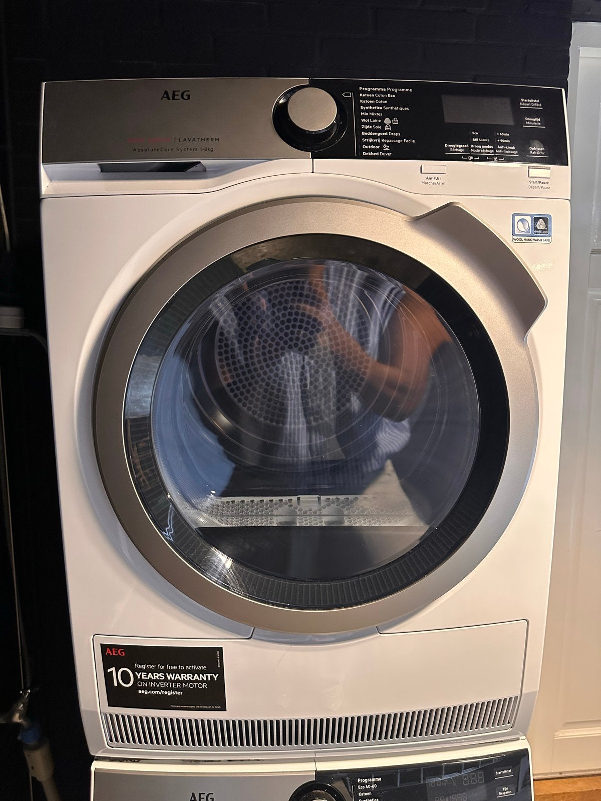AEG Lavatherm AbsoluteCare 8kg warmtepompdroger, Ophalen, Gebruikt, 8 tot 10 kg, Voorlader