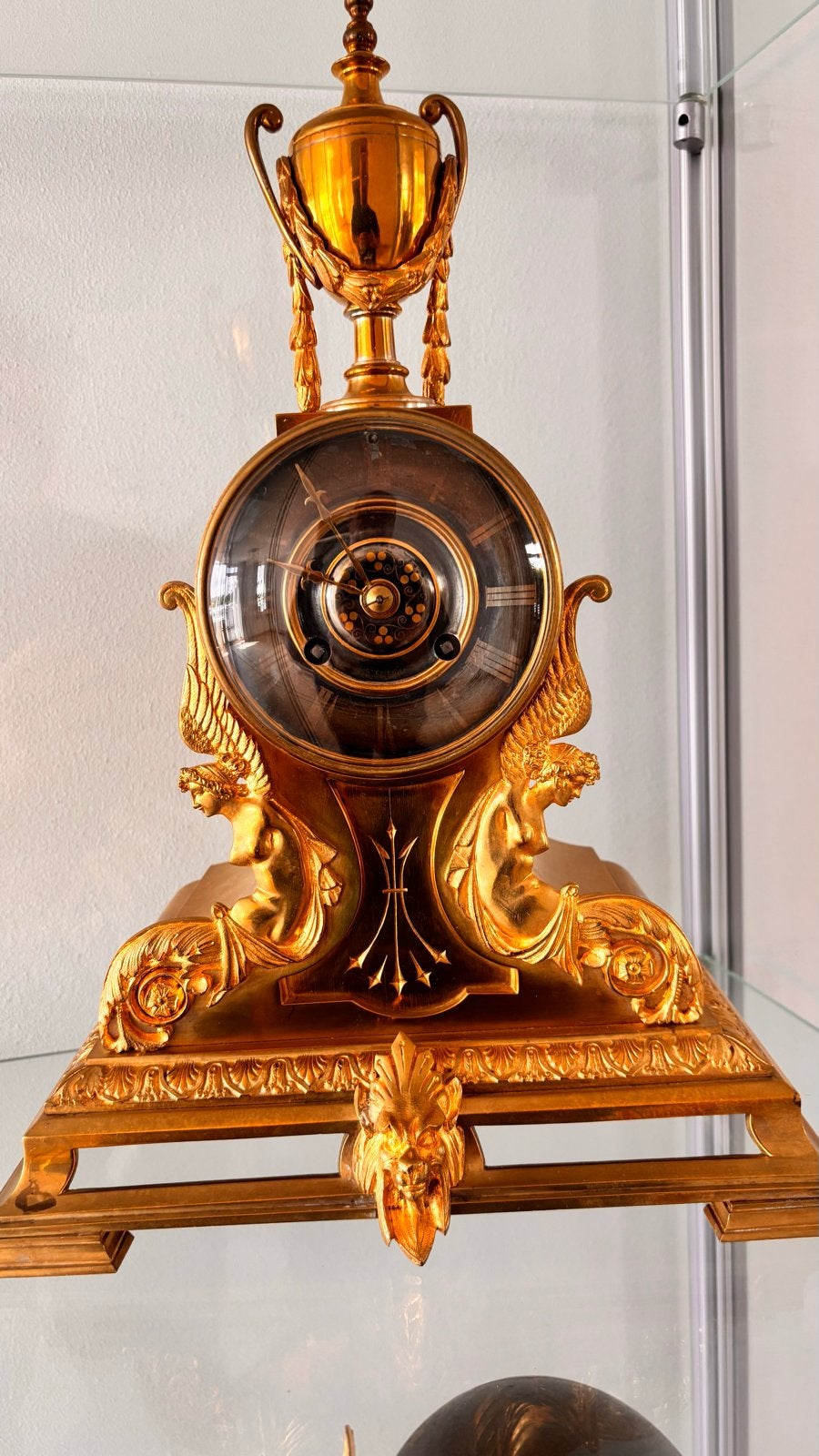 Antieke Franse Empire Bronzen Mantelklok, Ophalen of Verzenden