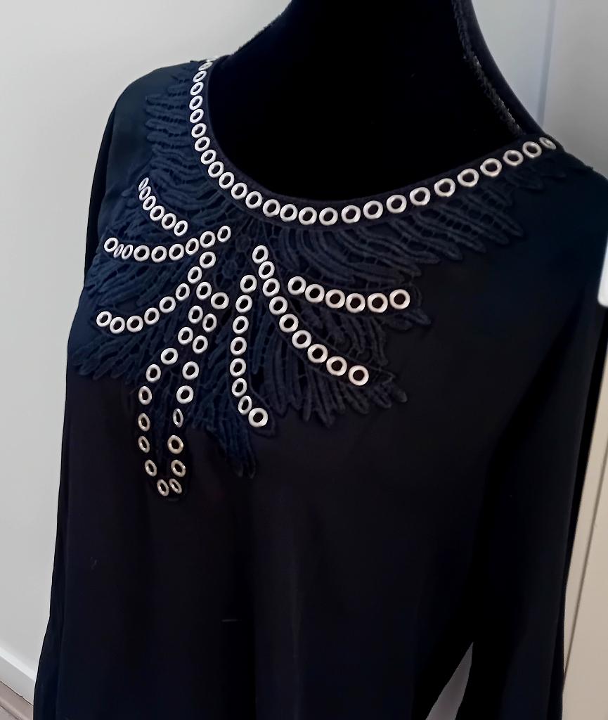 Top,blouse,maat XL,zwart,mesh,nieuw,Quinze heures trente,, Verzenden, Zwart, Maat 42/44 (L), Lange mouw