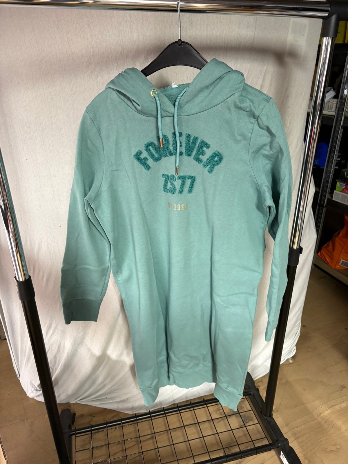 ZS77/ ZOSO Lichtgroene Sweatjurk (lange hoodie) maat S, Ophalen of Verzenden, Zo goed als nieuw