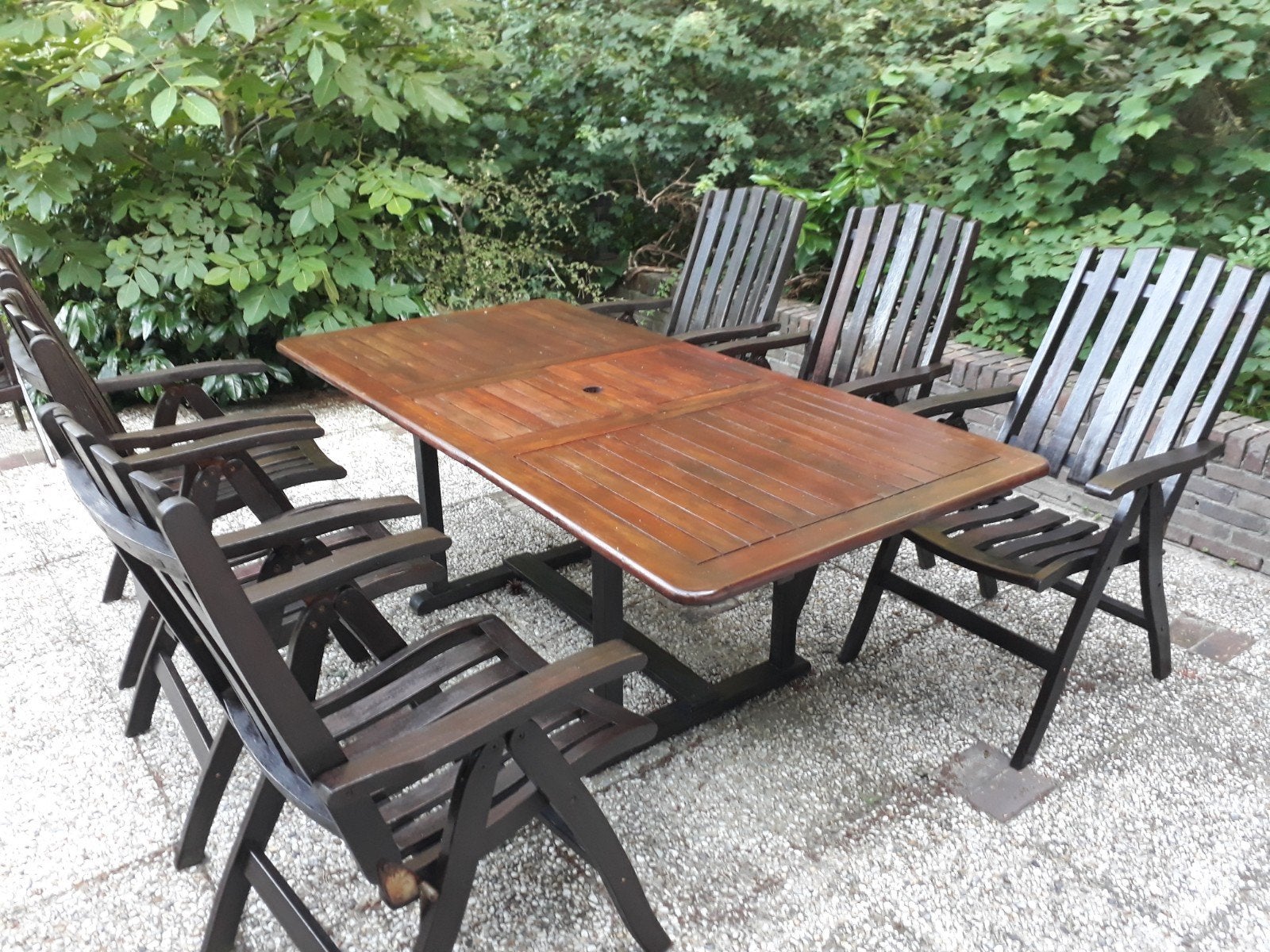 Hardhouten tuinset, Ophalen, Gebruikt