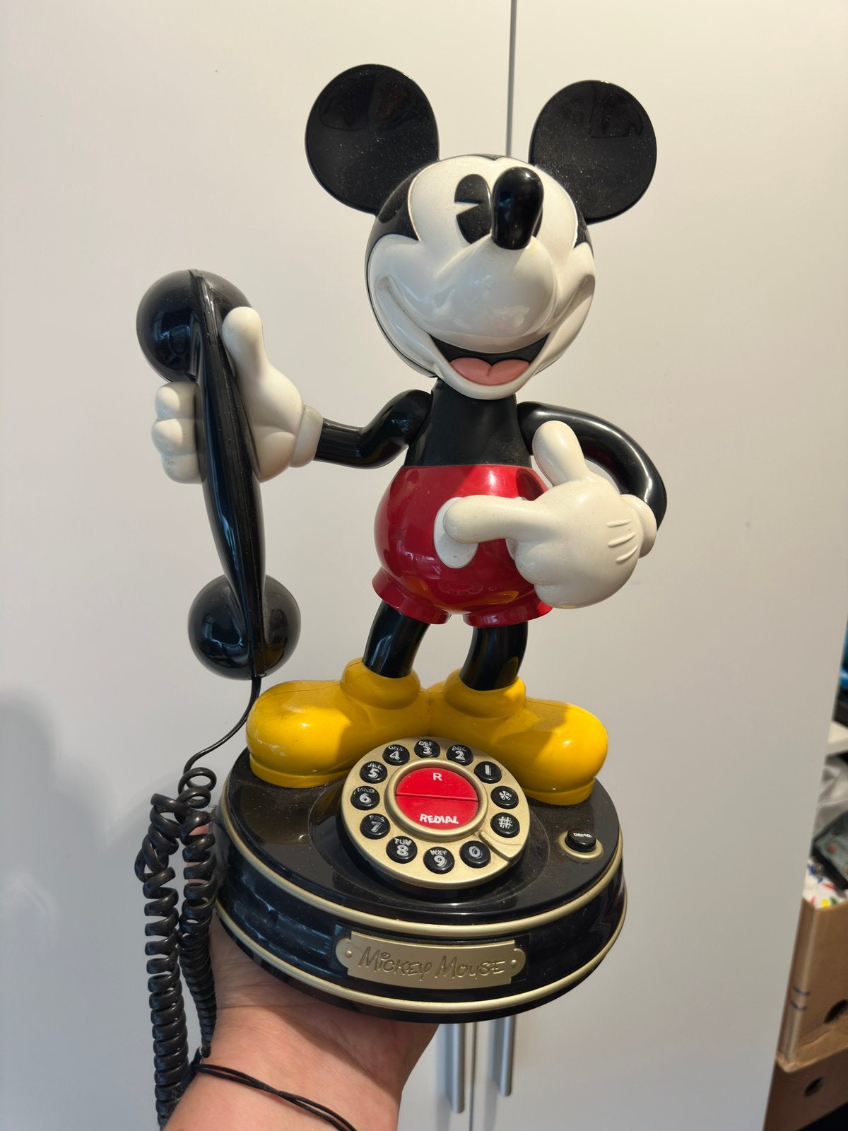 Vintage mickey telefoon, Ophalen, Mickey Mouse, Zo goed als nieuw, Beeldje of Figuurtje