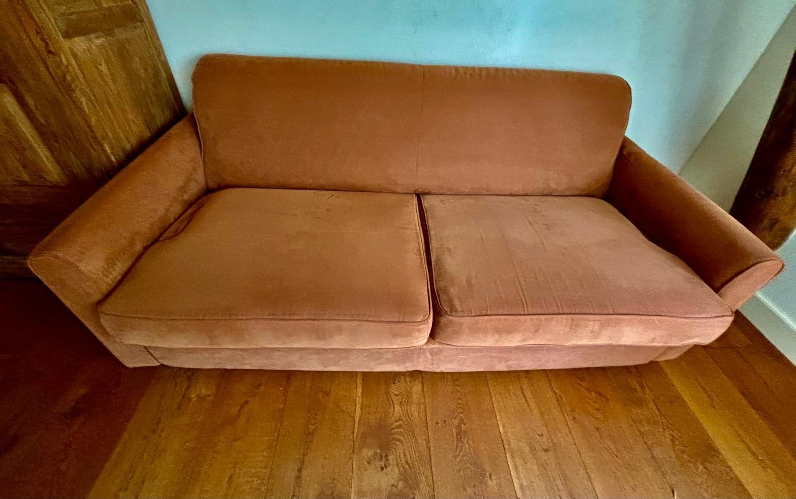 Zit- slaapbank nette staat !, Ophalen, Bruin, Tweepersoons, 190 cm of minder