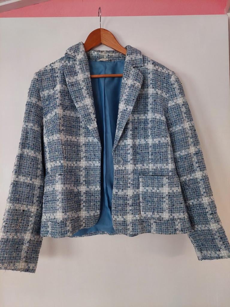 Mooi geruit jasje van SHARE, Blauw, SHARE, Maat 42/44 (L), Ophalen of Verzenden