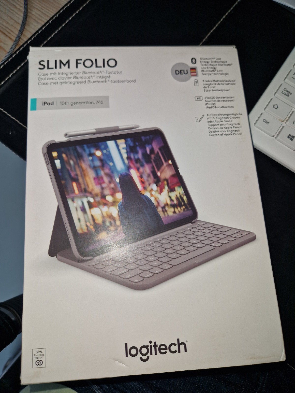 Logitech Slim Folio Keyboard Case voor iPad 10e generatie, Computers en Software, Apple iPads, Ophalen of Verzenden, Nieuw, Grijs