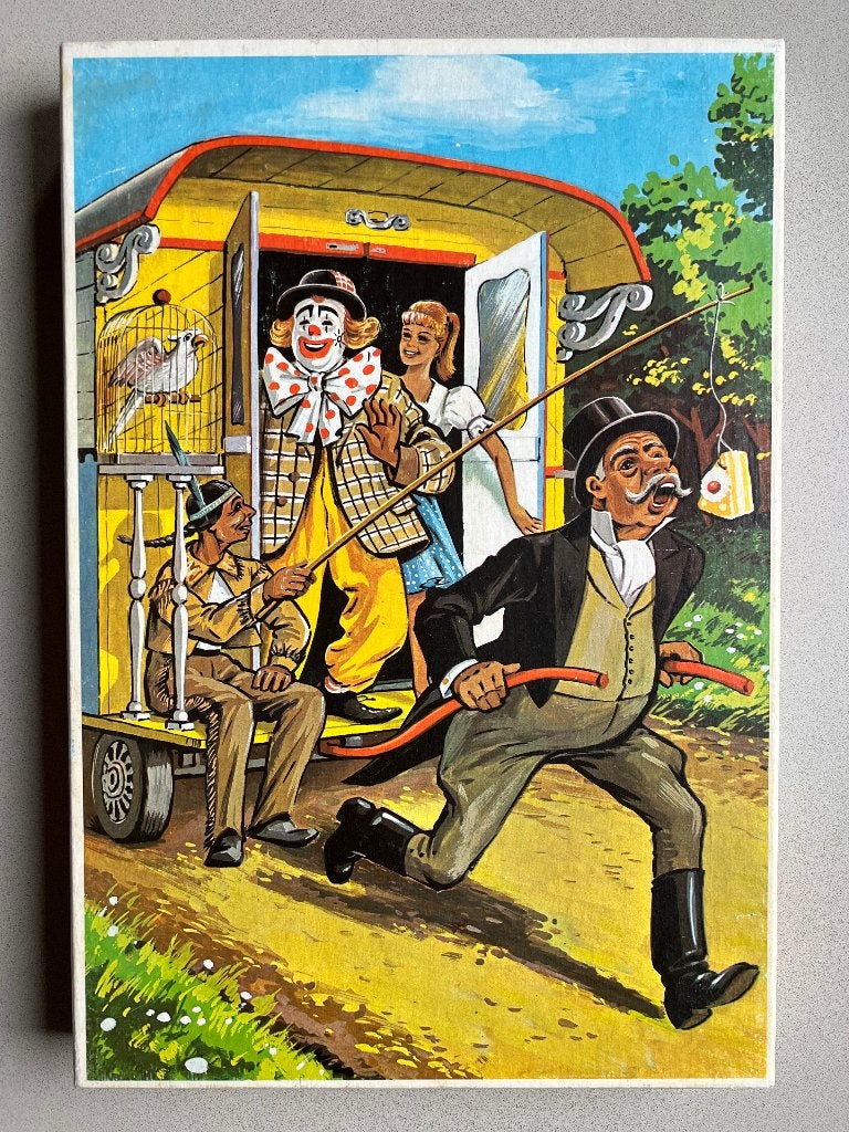 Vintage houten puzzel Pipo de Clown Pony compleet 42 stukjes, Ophalen, 10 tot 50 stukjes, Zo goed als nieuw, Van hout