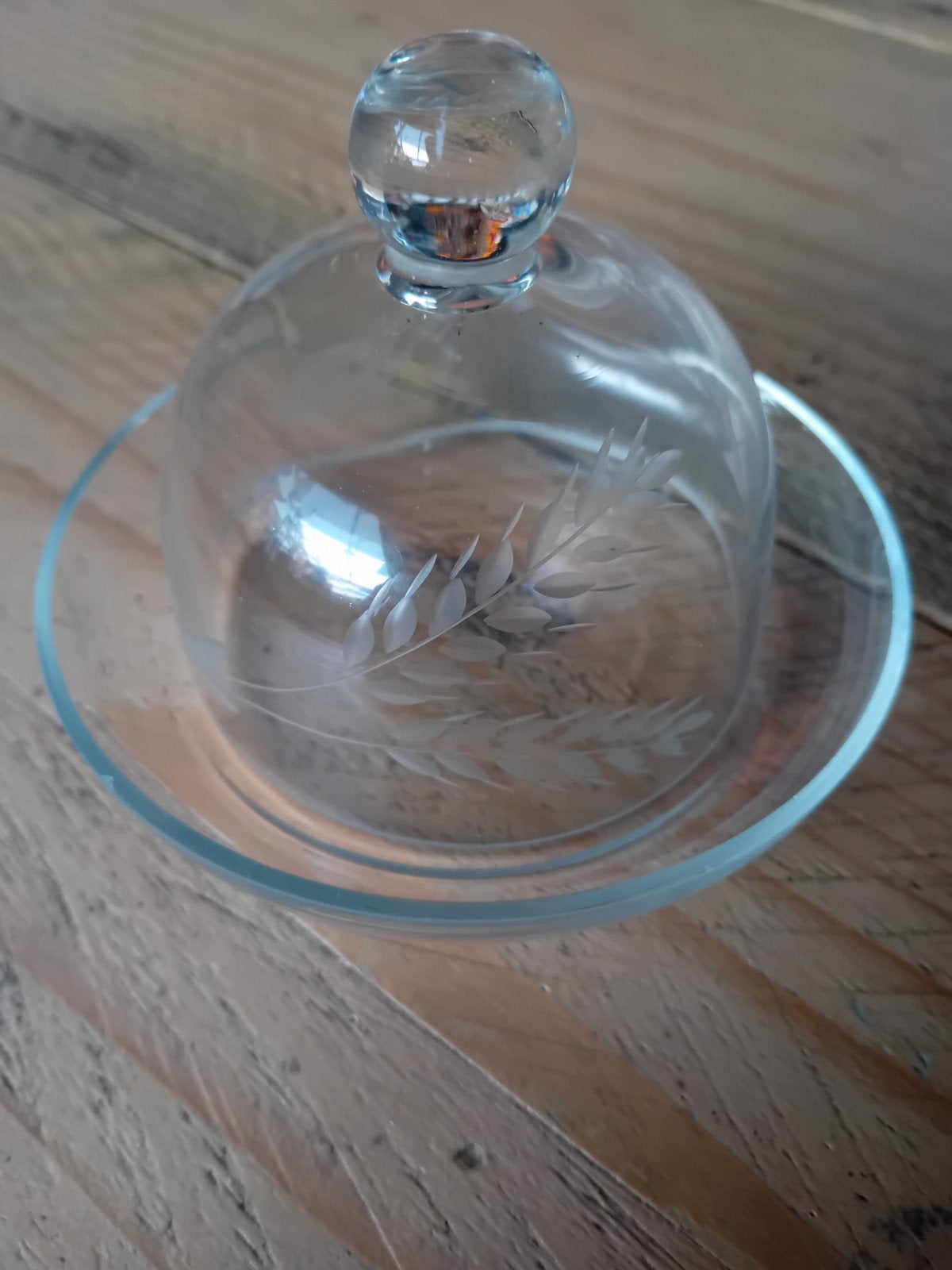 Glazen botervlootje met graanmotief, Ophalen of Verzenden
