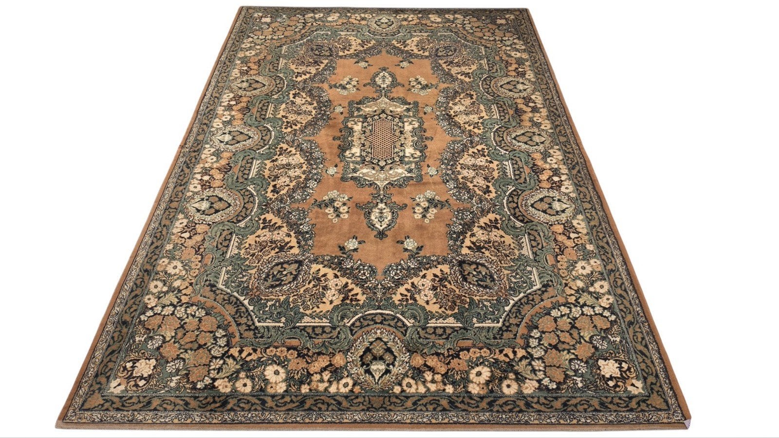 Vintage oosters wol Kirman vloerkleed medallion 200x295cm