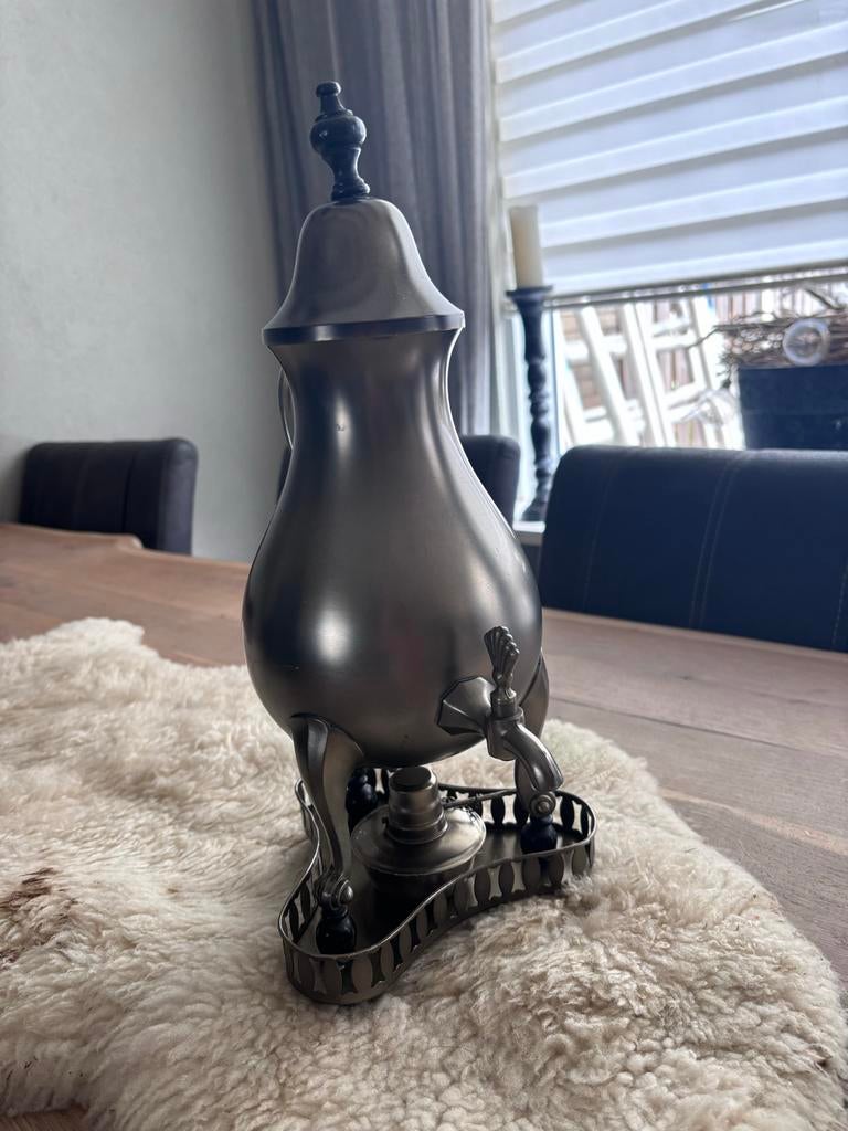 Tinnen theekan met rechaud, Antiek en Kunst, Antiek | Tin, Ophalen
