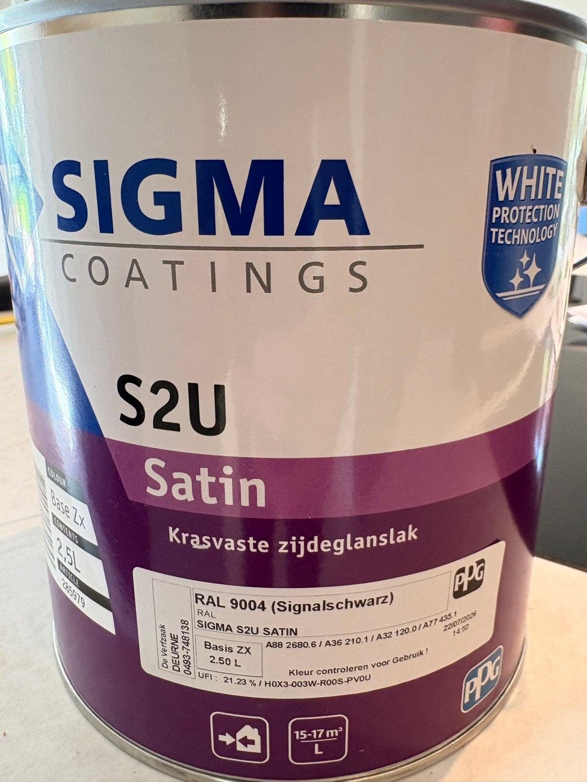 Sigma S2U Satin RAL 9004 (Signalschwarz) 2,5L, Ophalen, Zwart, Nieuw, Lak