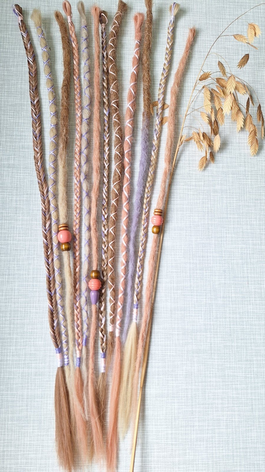 Partial synthetische dreads accent set blond lila oud roze, Ophalen of Verzenden, Nieuw, Pruik of Haarverlenging