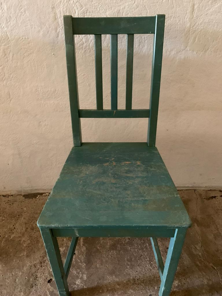 Vintage Groene Houten Stoel - Rustieke Charme, Ophalen