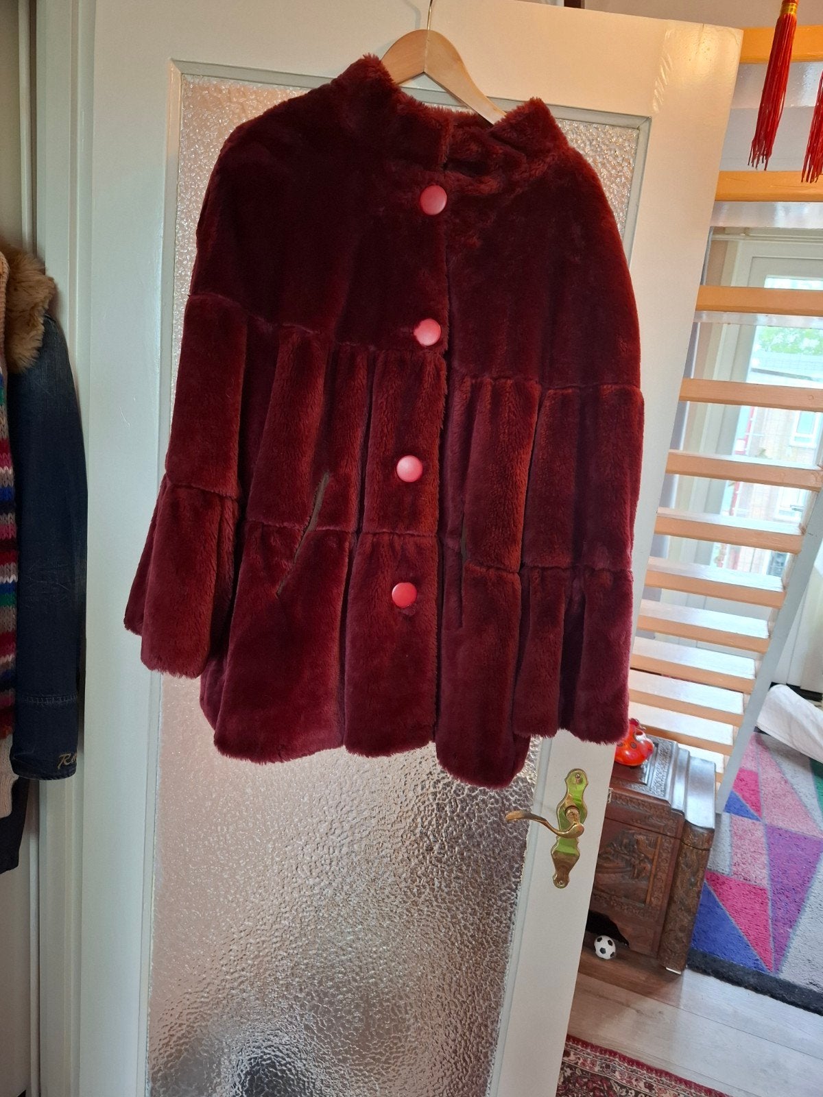 Vintage Clockhouse Bontjas Wijnrood Maat 38, Kleding | Dames, Maat 38/40 (M), Ophalen of Verzenden, Zo goed als nieuw, Clockhouse