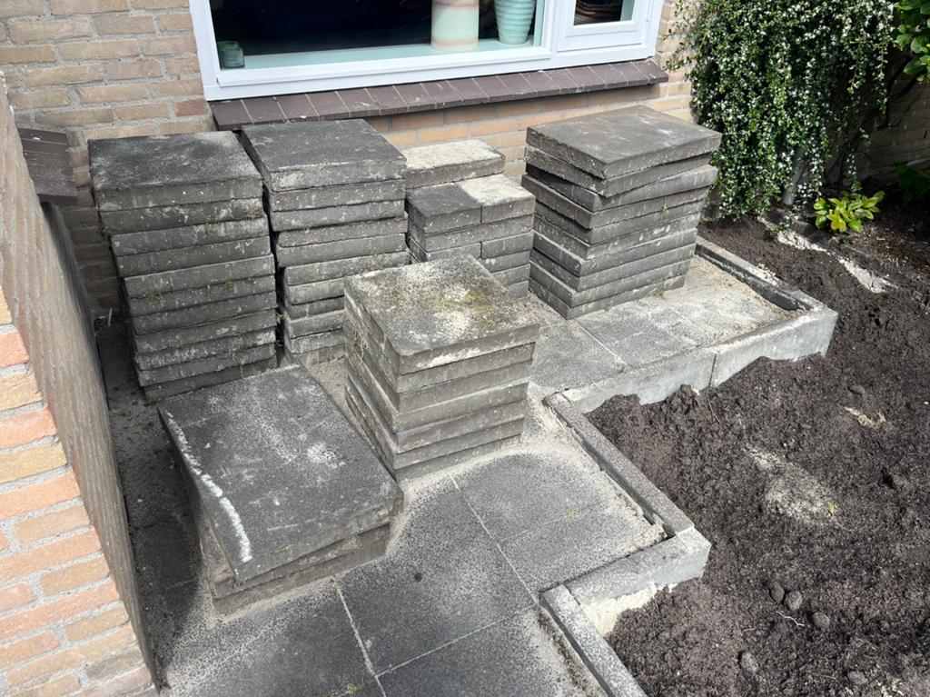 Gratis tuintegels, Tuin en Terras, Ophalen, Zo goed als nieuw, Beton, Terrastegels