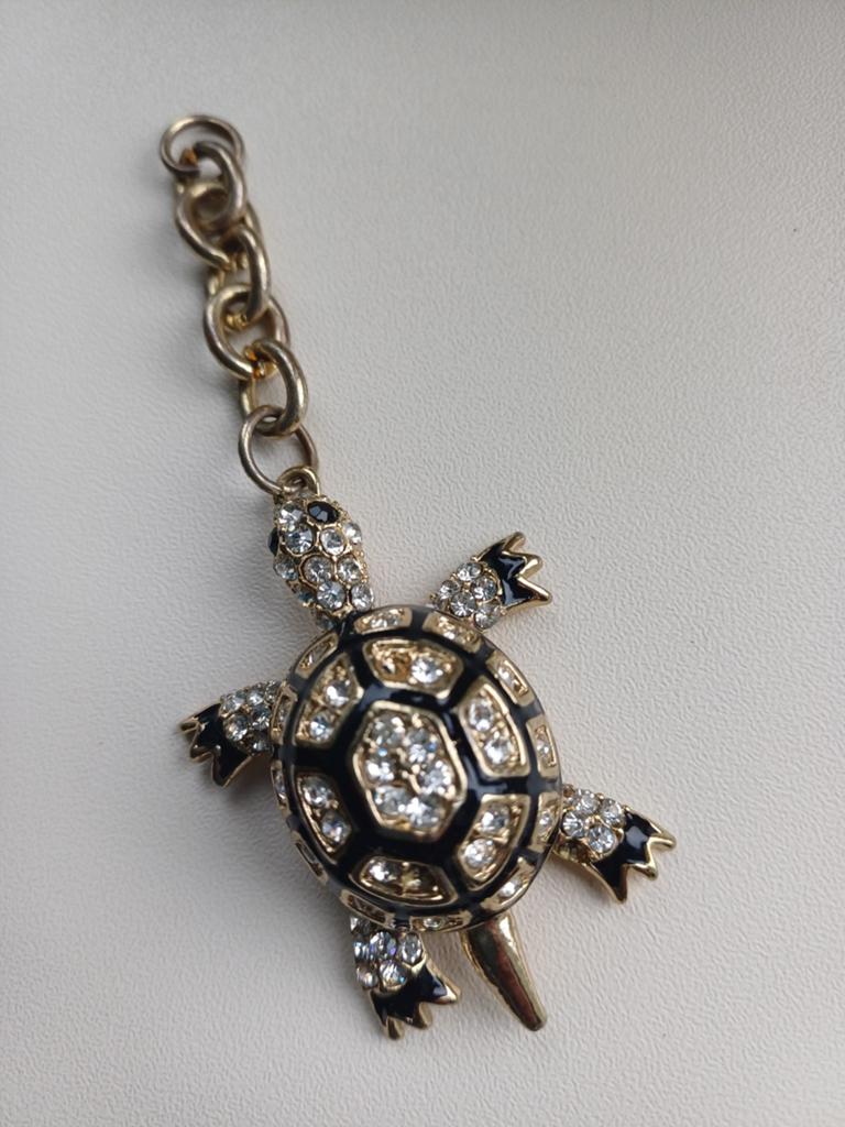 Schildpad sleutelhanger met strass steentjes, Ophalen of Verzenden, Zo goed als nieuw, Dier of Natuur
