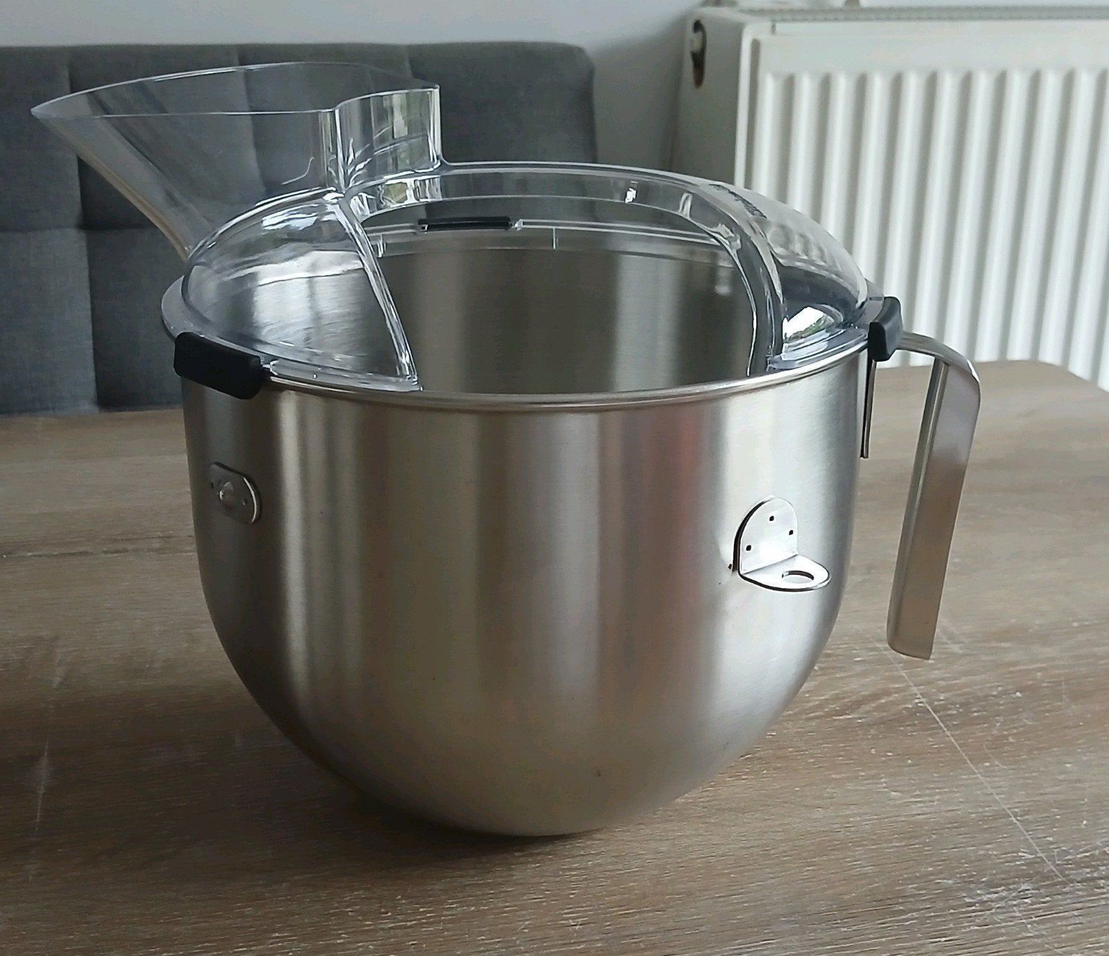 KitchenAid horeca rvs mengkom kom + spatdeksel schenkschild, Ophalen of Verzenden, Zo goed als nieuw, Vaatwasserbestendig
