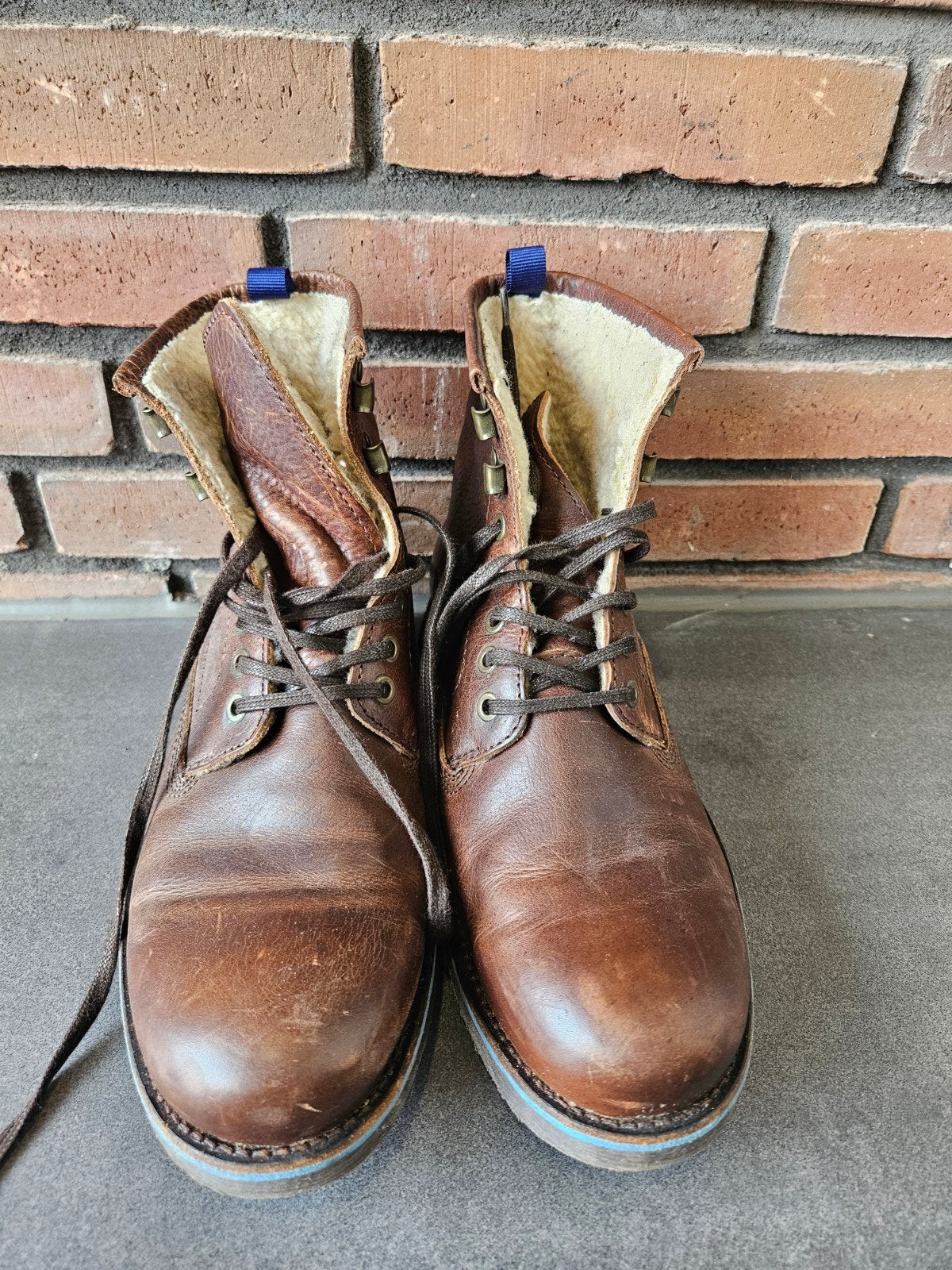 Piure Hoge Lederen Boots Enkellaarzen. Warm Gevoerd Maat 40., Kleding | Heren, Bruin, Boots, Ophalen of Verzenden, Zo goed als nieuw