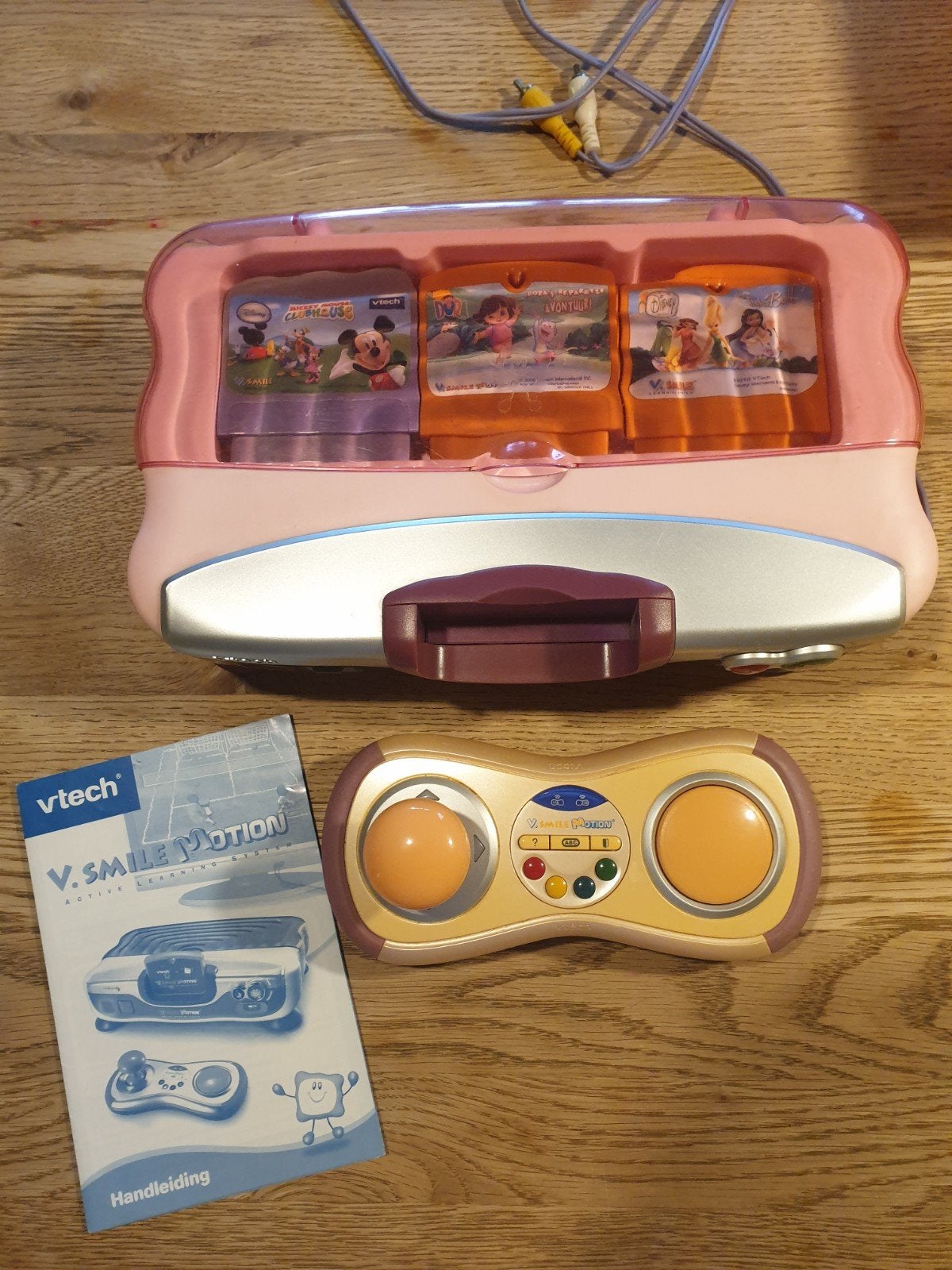 VTech V.Smile Motion met 5 spellen en opbergdoos, Ophalen of Verzenden, Gebruikt, 2 tot 4 jaar