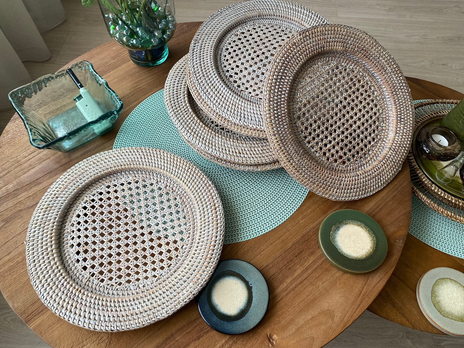 Birma Riet Onderborden 6 stuks €29, Verzenden, Zo goed als nieuw, Rond, Riet