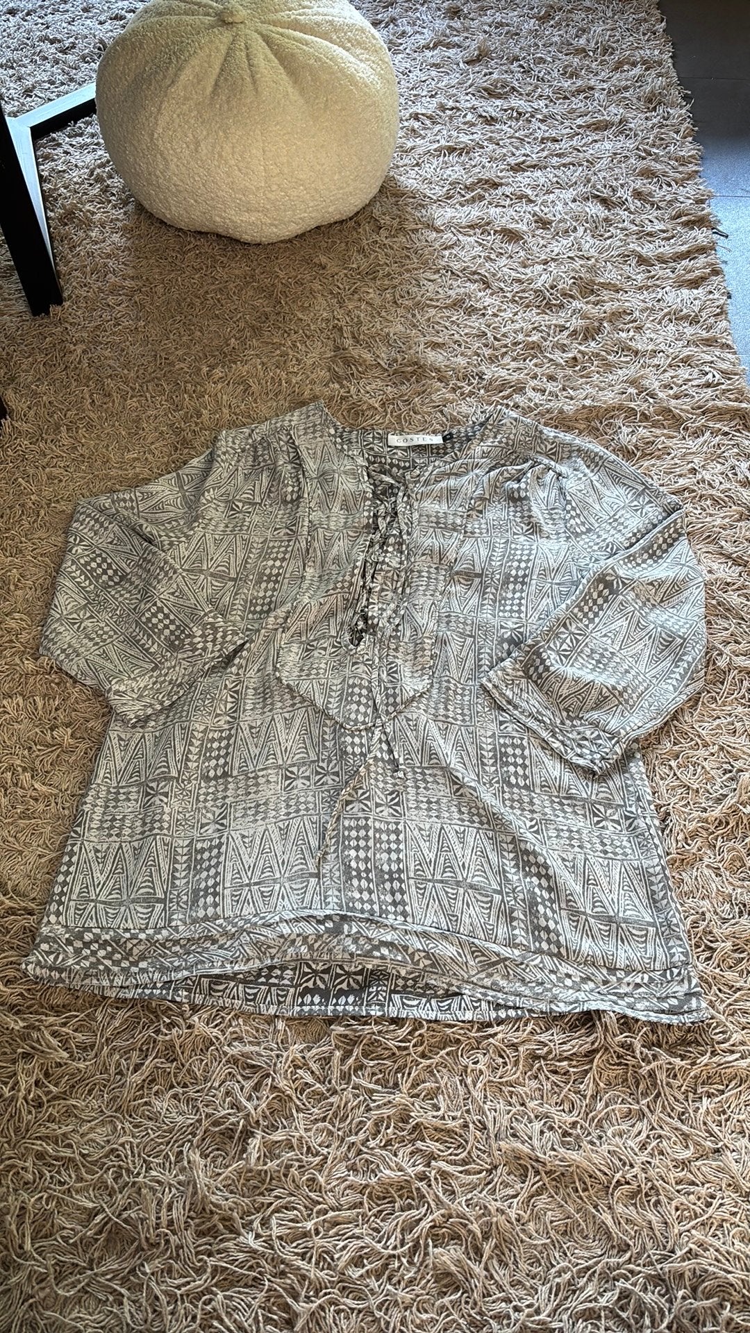 Costes Blouse | Grafische Print | Maat S | Grijs/Wit, Maat 38/40 (M), ., Ophalen of Verzenden, Zo goed als nieuw