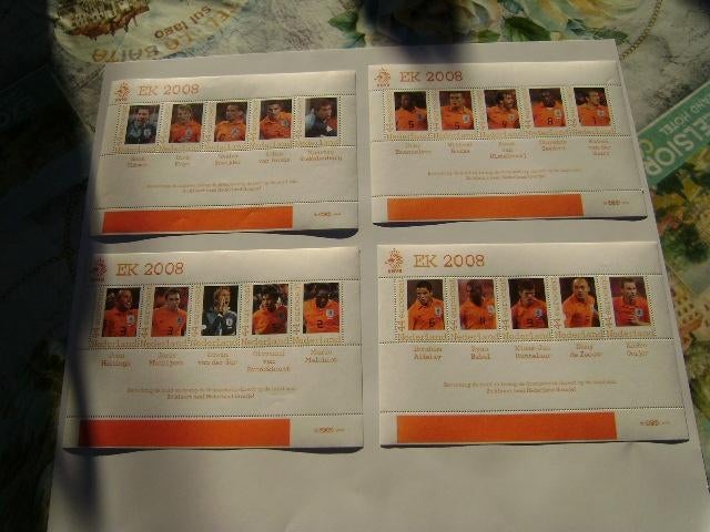 4 velletjes persoonlijke postzegels EK 2008 postfris, Postzegels en Munten, Postzegels | Nederland, Ophalen of Verzenden, Na 1940