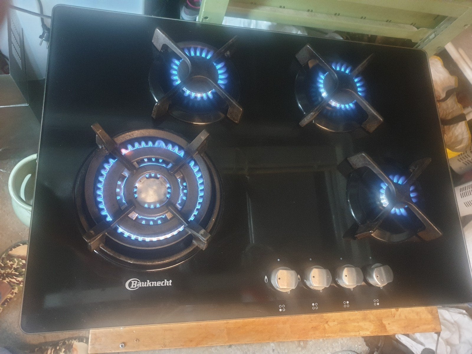 inbouw kookplaat op glas butaan propaan flessengas, Ophalen, 4 kookzones, Zo goed als nieuw, Inbouw