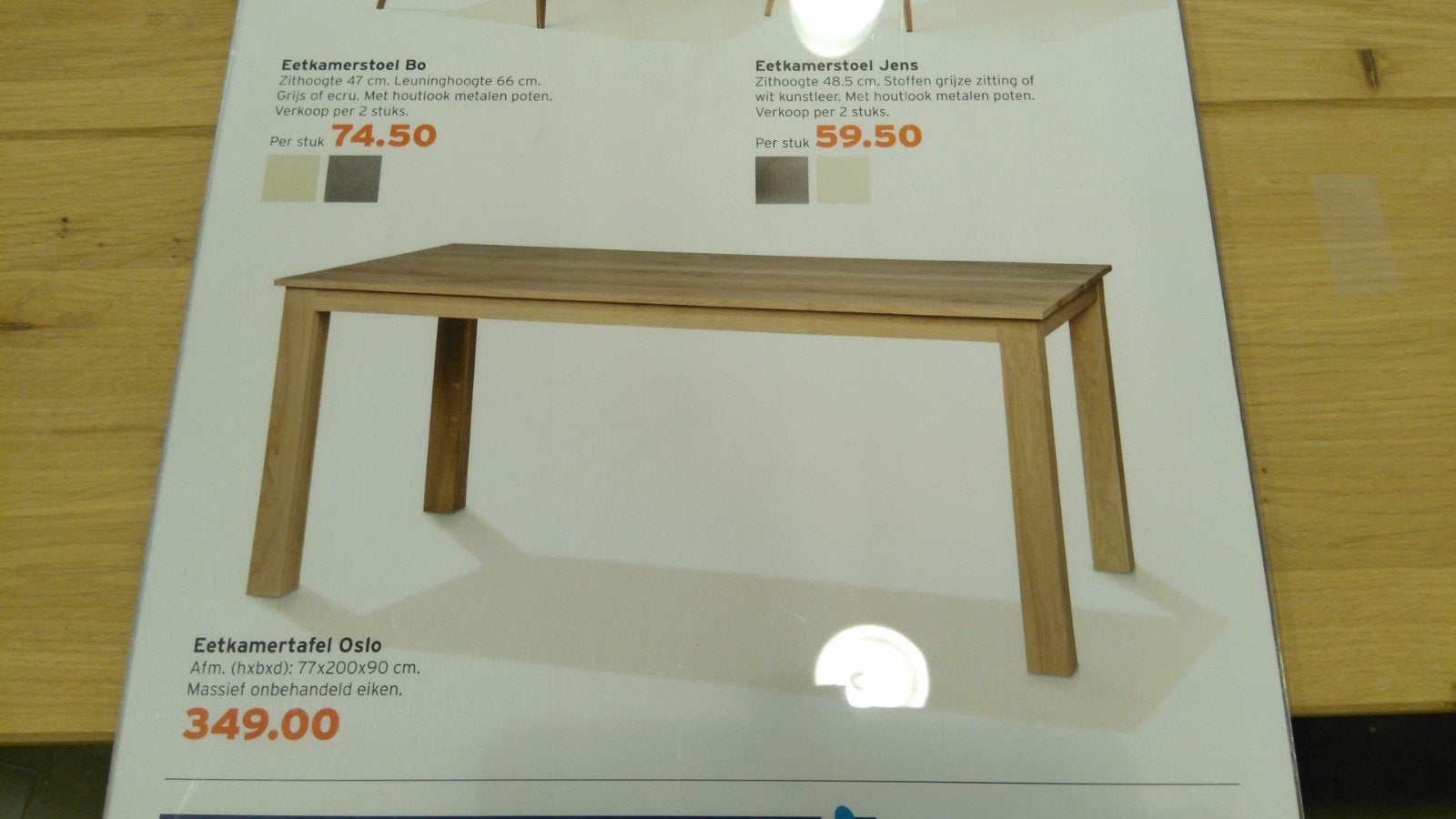 Eiken eetkamertafel 200x90x77, Huis en Inrichting, Tafels | Eettafels, Nieuw, 50 tot 100 cm, 200 cm of meer, Vijf personen of meer