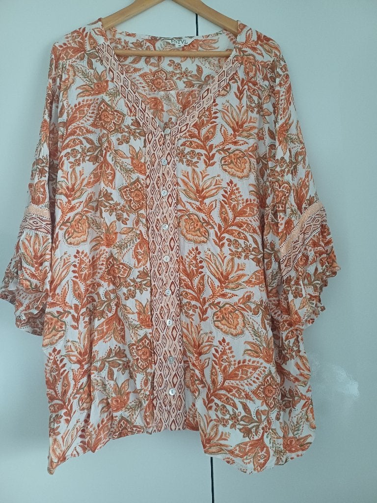 Grote maten dames, Kleding | Dames, Grote Maten, Ophalen of Verzenden, Zo goed als nieuw, Oranje, Blouse of Tuniek