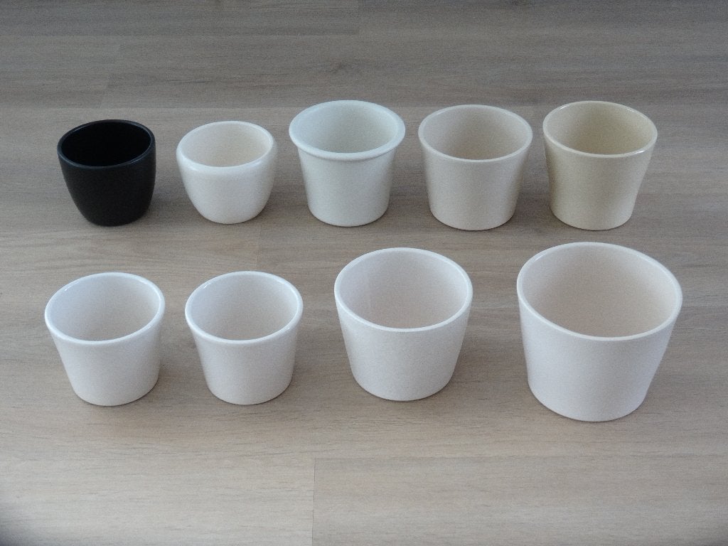 9 nieuwe bloempotten keramiek, diverse maten, Rond, Ophalen of Verzenden, Aardewerk, Binnen