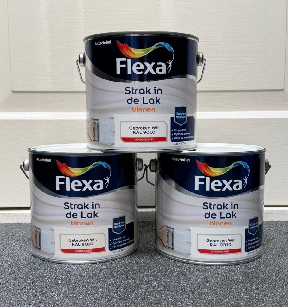 Flexa Strak in de Lak 9010 hoogglans, Doe-het-zelf en Verbouw, Verf, Beits en Lak, Ophalen, Wit, Nieuw, Lak