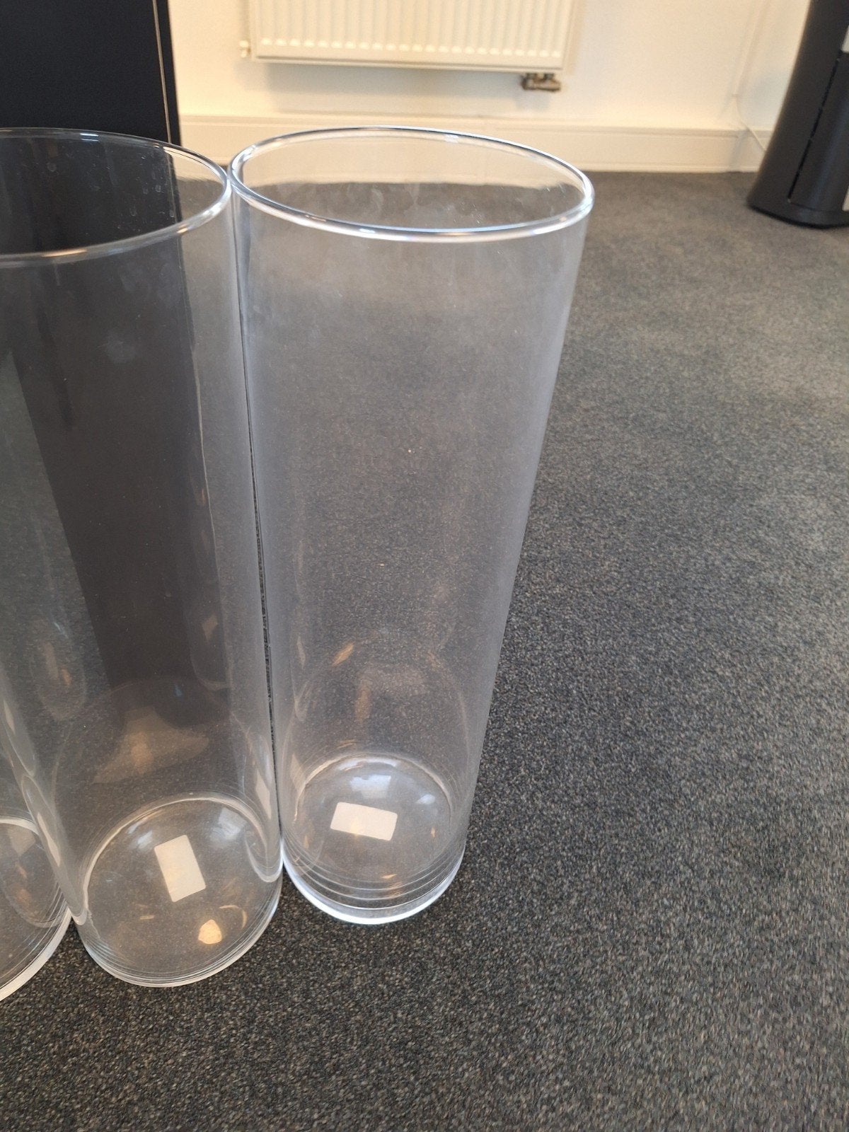 Set van 5 transparante cilinder vazen, Ophalen, Gebruikt, Overige kleuren, Glas
