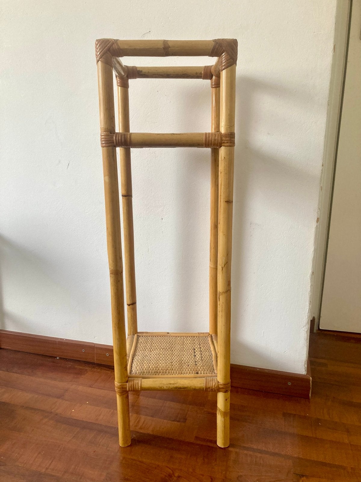 Vintage bamboe plantenstandaard / bijzettafel, Ophalen, Vintage, Gebruikt, Natuurlijk materiaal