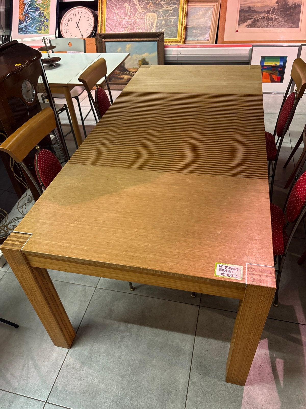 X-pand uitschuifbare eettafel - Bamboe, Huis en Inrichting, Tafels | Eettafels, Ophalen, Gebruikt, 50 tot 100 cm, Vijf personen of meer