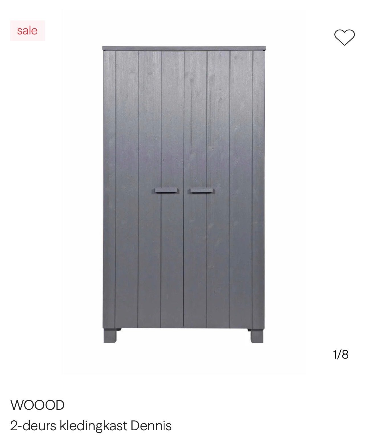 Woood- 2-deurs kledingkast Dennis, Huis en Inrichting, Kasten | Kledingkasten, Ophalen, Met deur(en), Gebruikt, 100 tot 150 cm